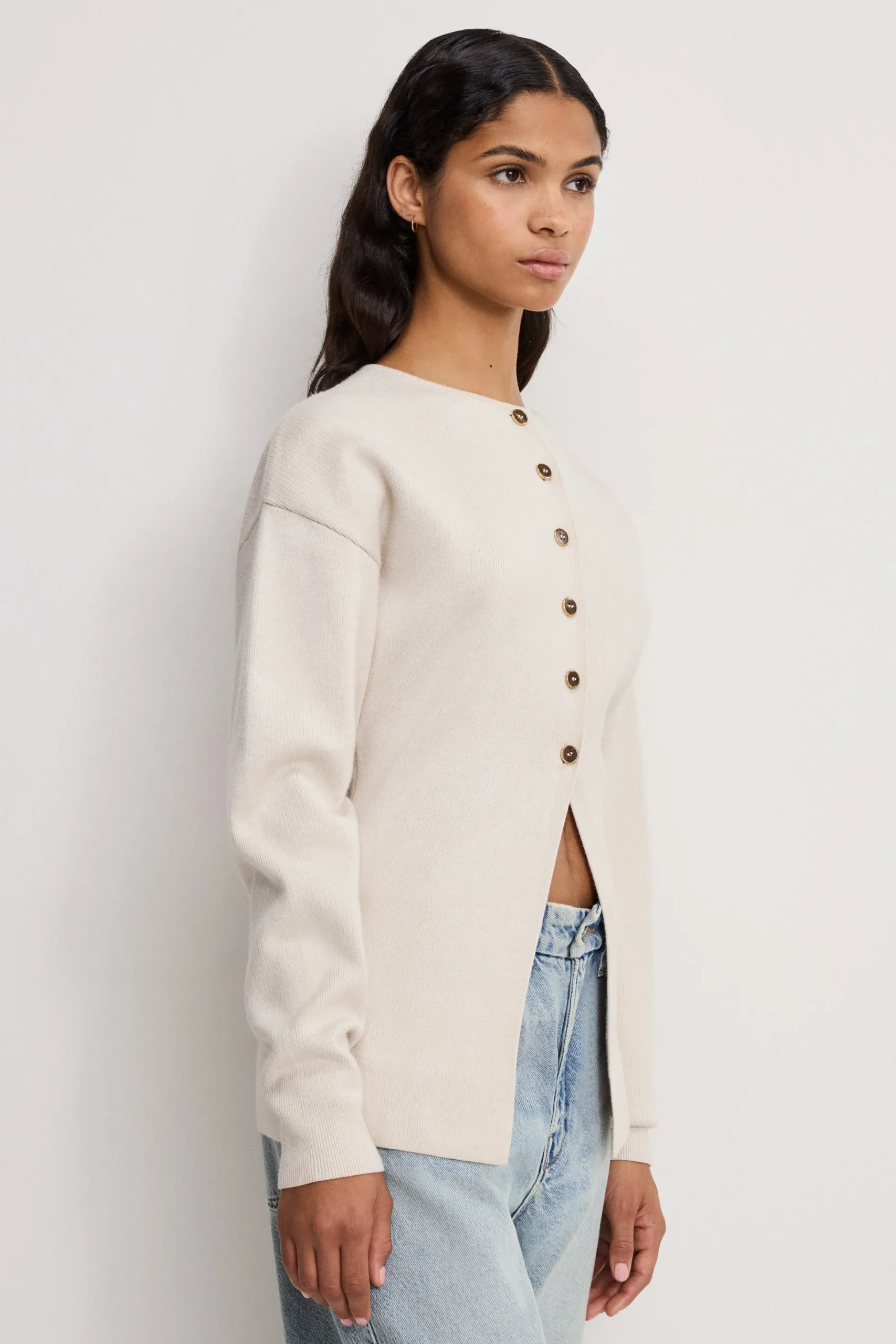 exaggerated sleeve cardigan sweater