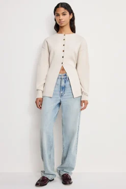 exaggerated sleeve cardigan sweater