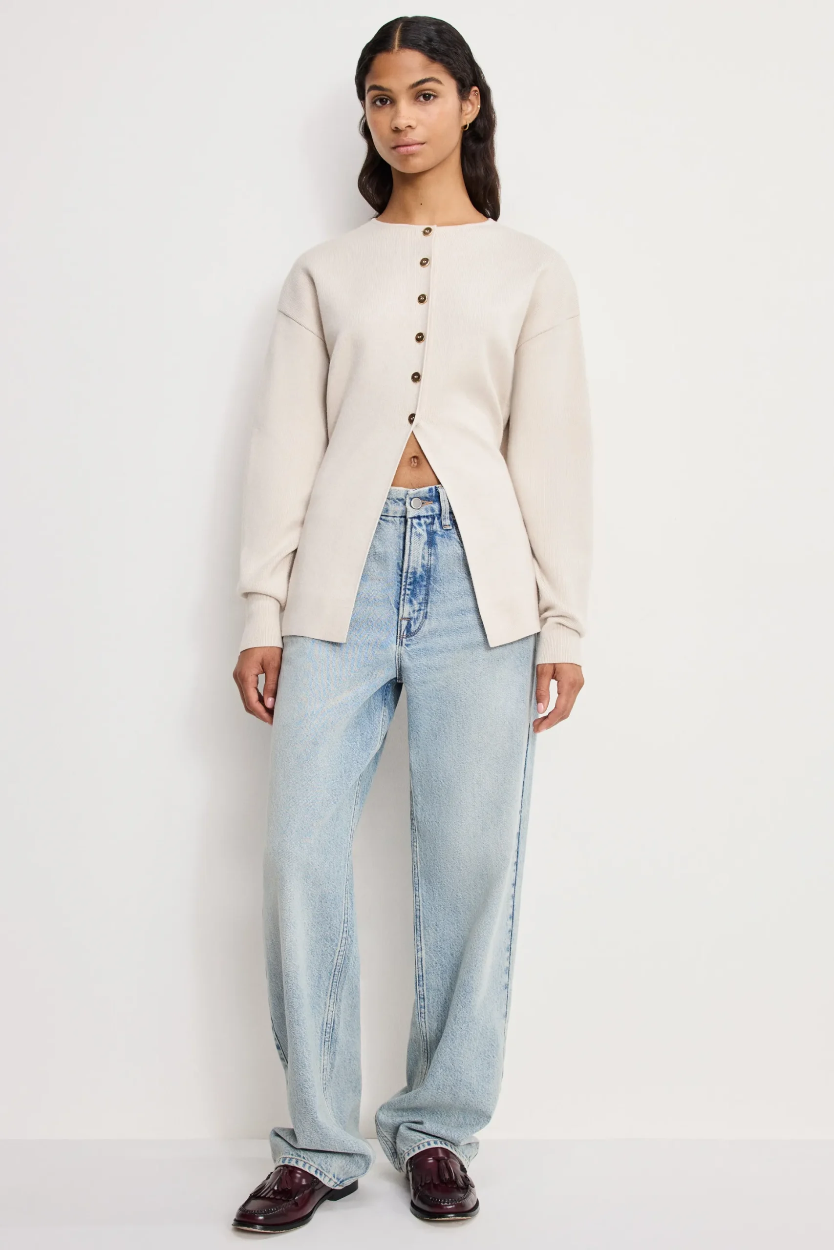 exaggerated sleeve cardigan sweater