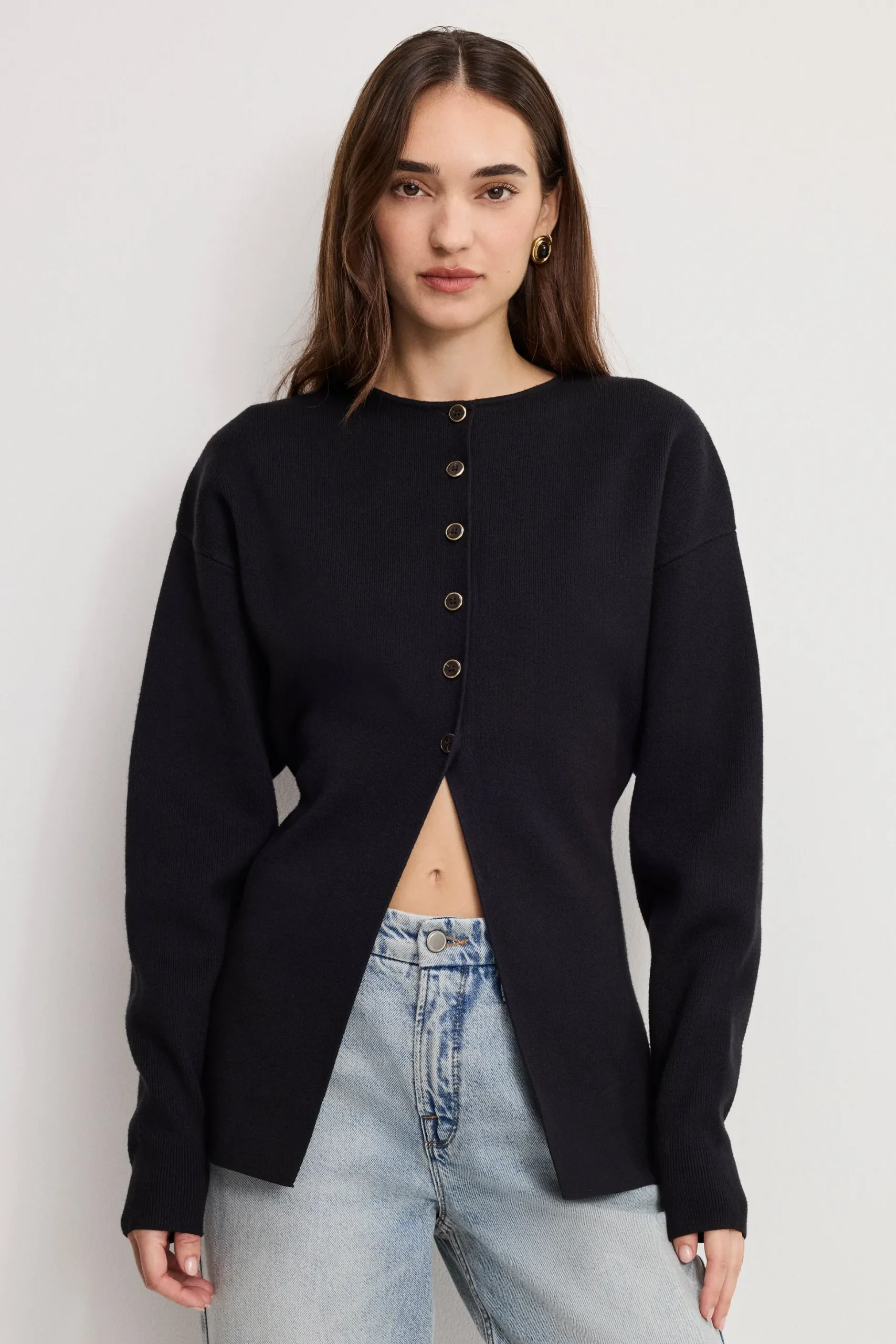 exaggerated sleeve cardigan sweater