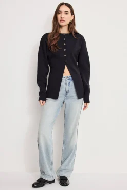 exaggerated sleeve cardigan sweater