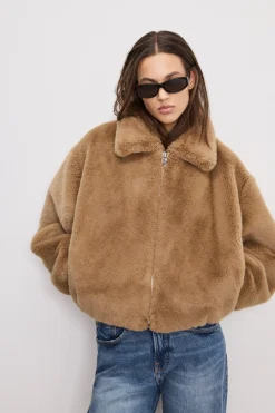 faux fur collar jacket