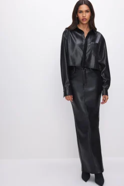 faux leather cropped shirt