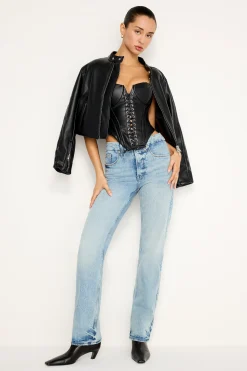 faux leather lace up bustier