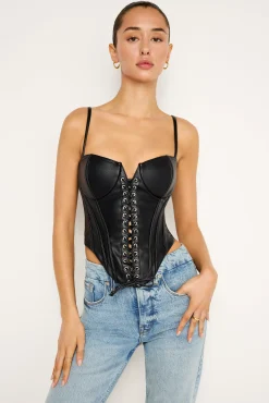 faux leather lace up bustier