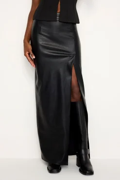 faux leather maxi skirt