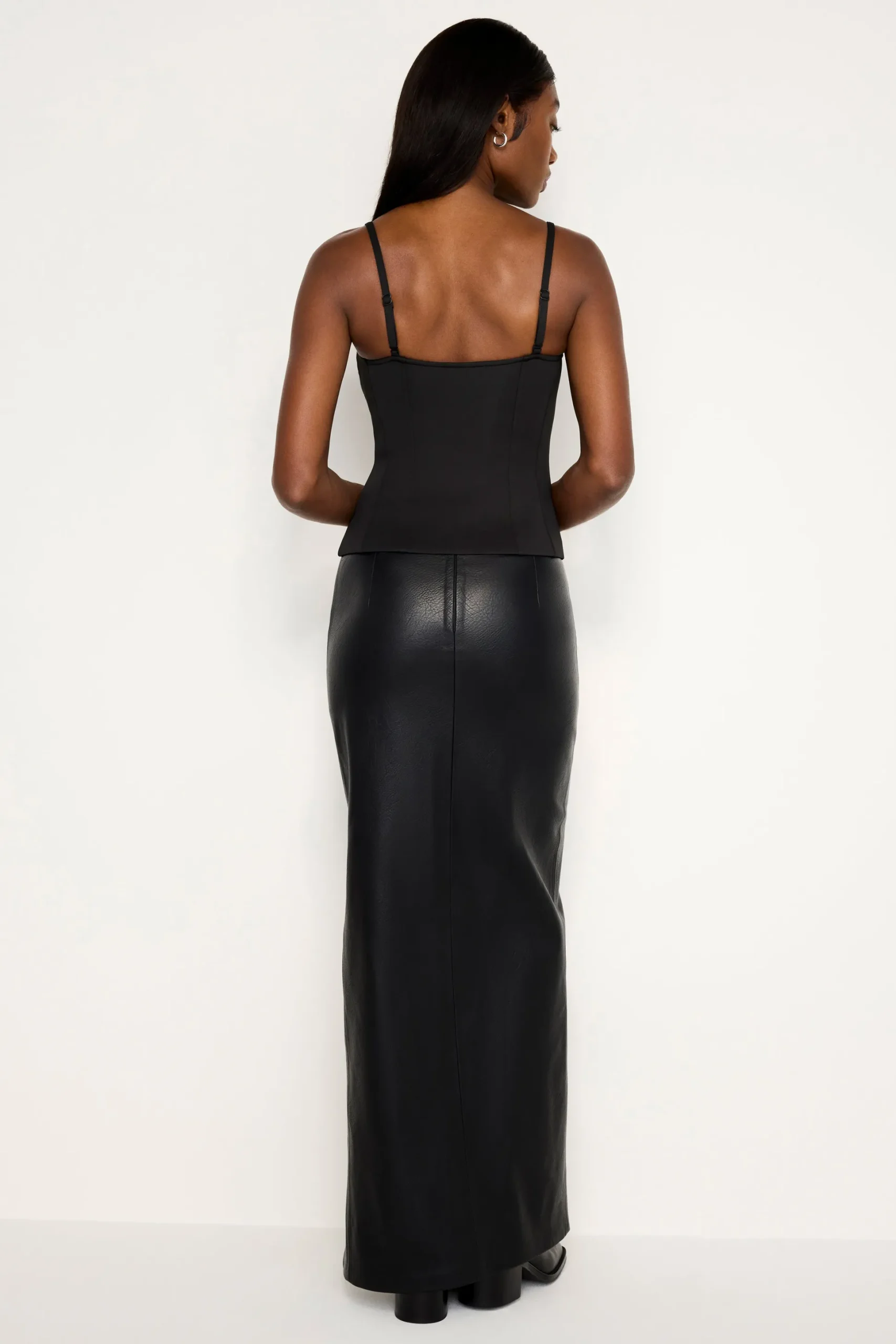 faux leather maxi skirt