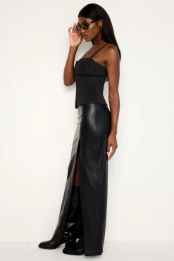 faux leather maxi skirt