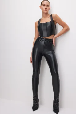 faux leather micro bootcut pants