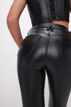 faux leather micro bootcut pants