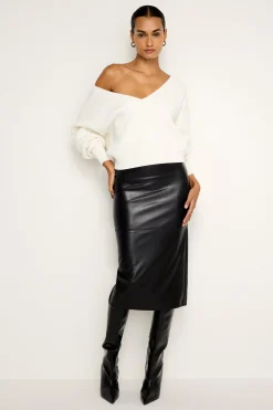 faux leather midi skirt
