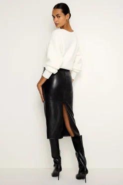 faux leather midi skirt
