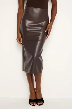 faux leather midi skirt