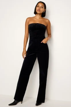 fit for success strapless velvet jumpsuit