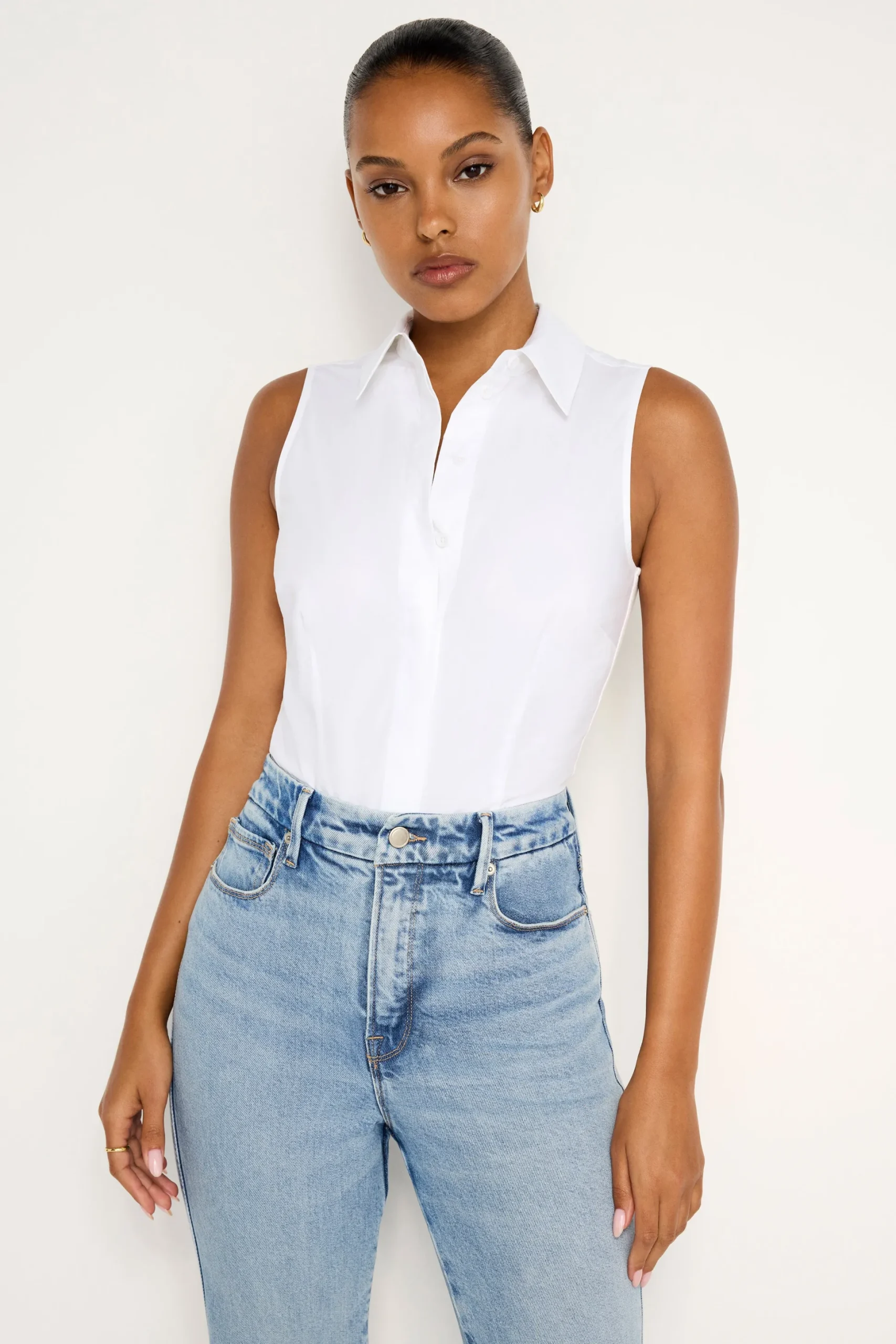 fitted tank poplin bodysuit