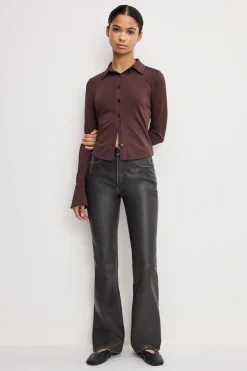 good classic bootcut faux leather pants