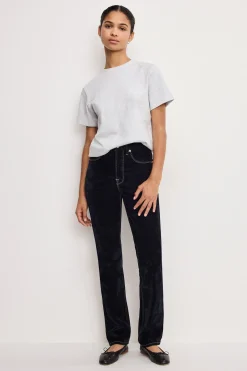 good icon straight flocked denim jeans