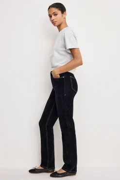 good icon straight flocked denim jeans