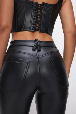 good legs cropped mini boot faux leather pants