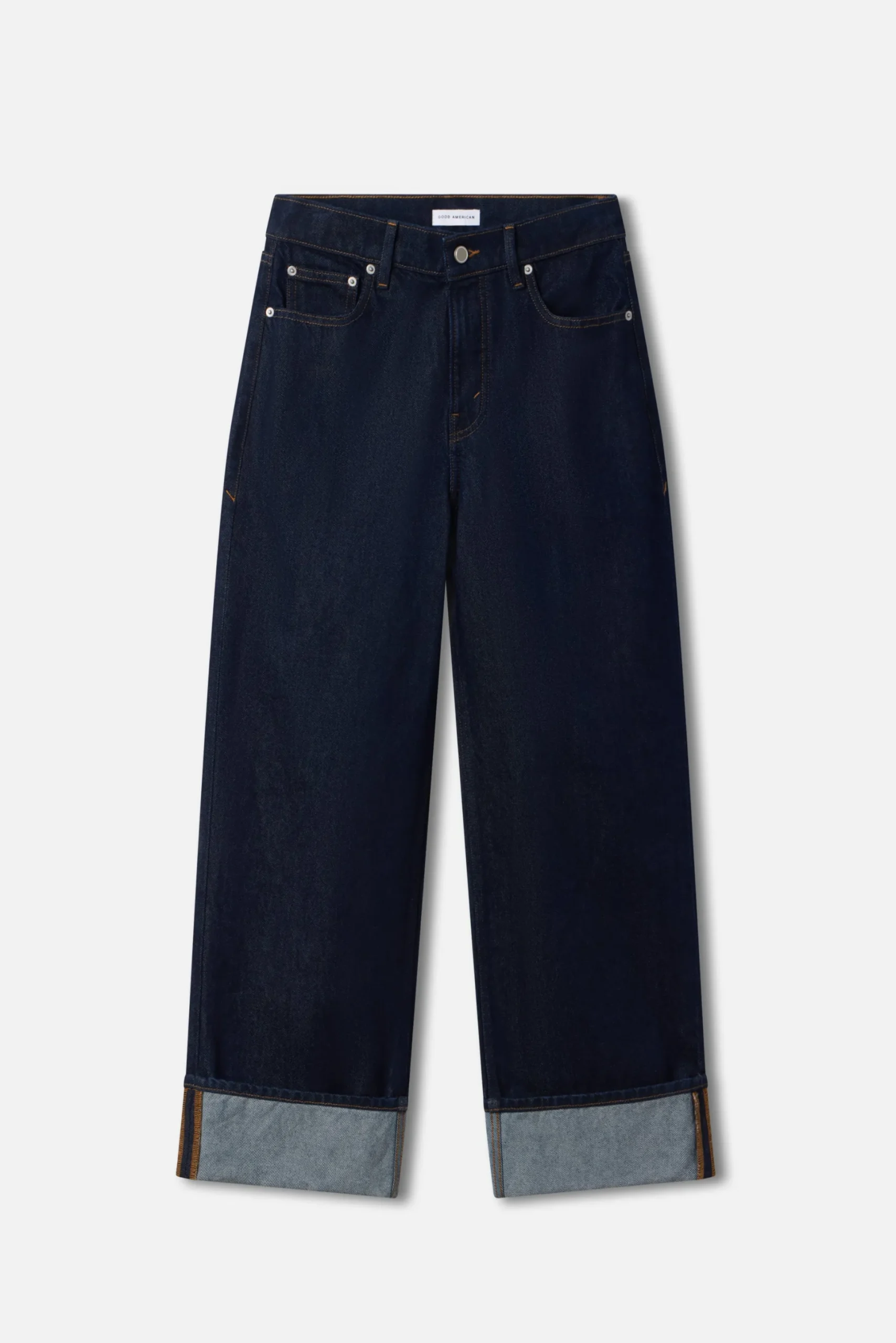 good low rise baggy cuffed jeans