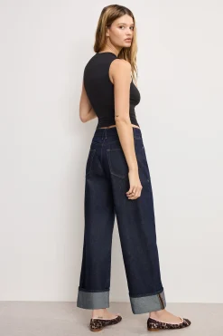 good low rise baggy cuffed jeans