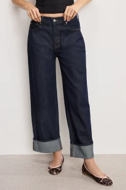 good low rise baggy cuffed jeans