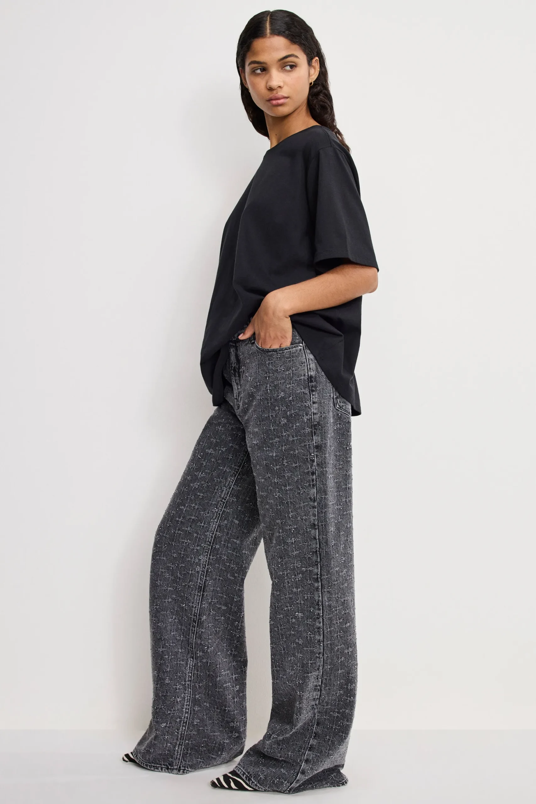good skate wide crystal jeans