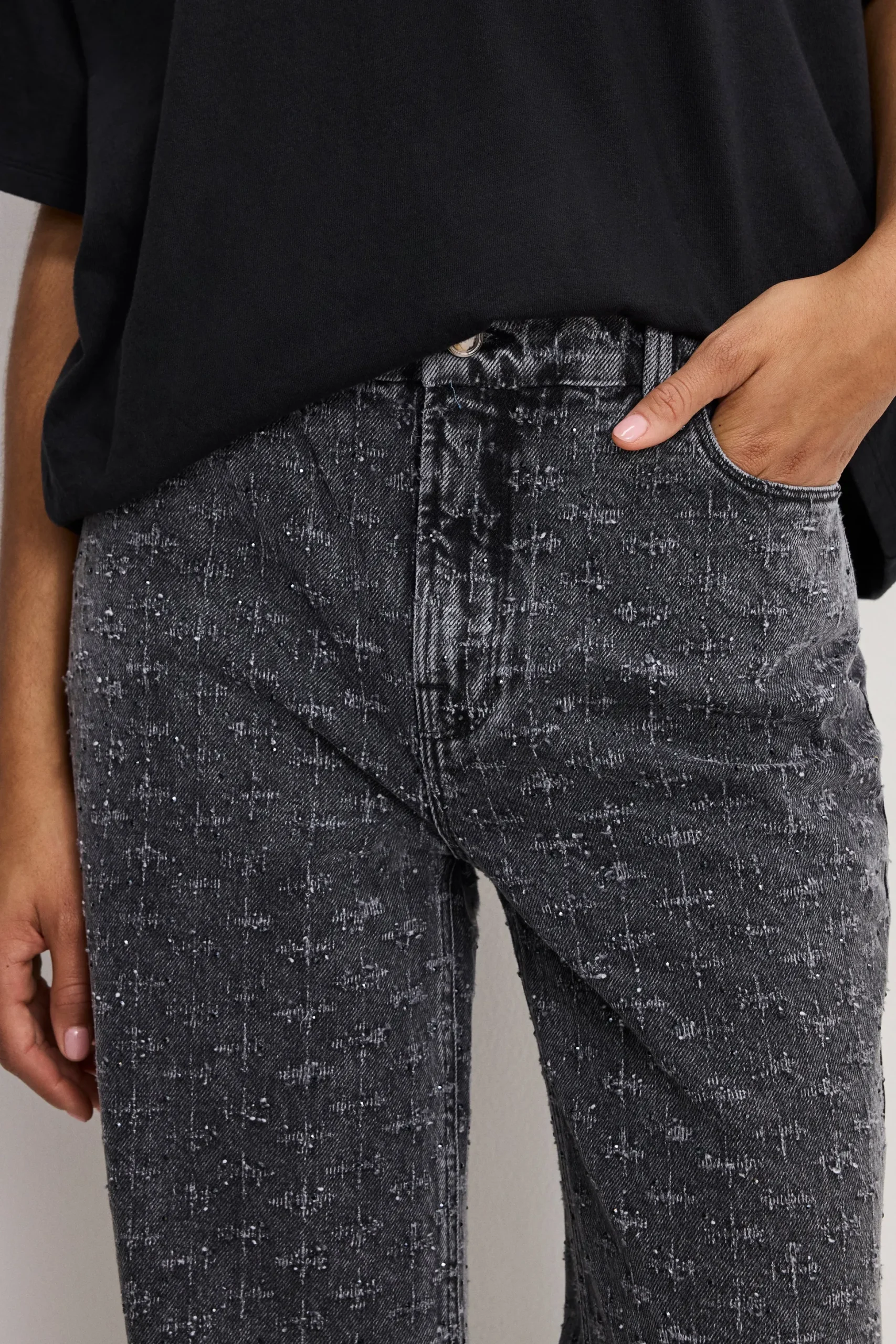 good skate wide crystal jeans