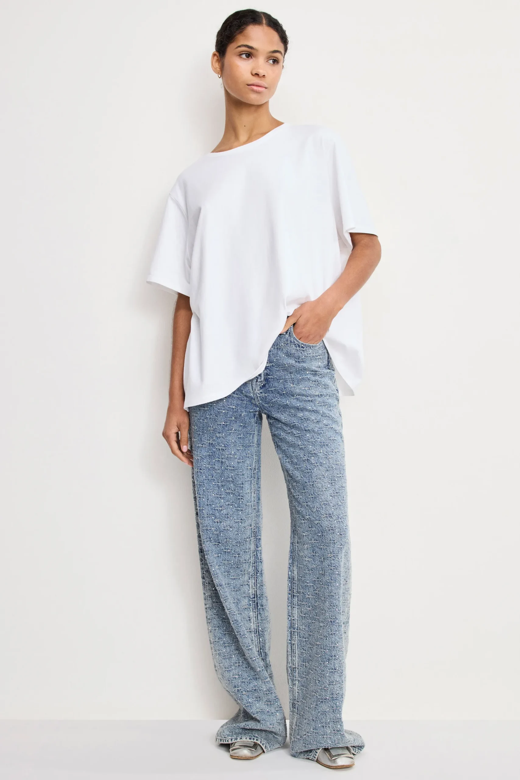 good skate wide crystal jeans