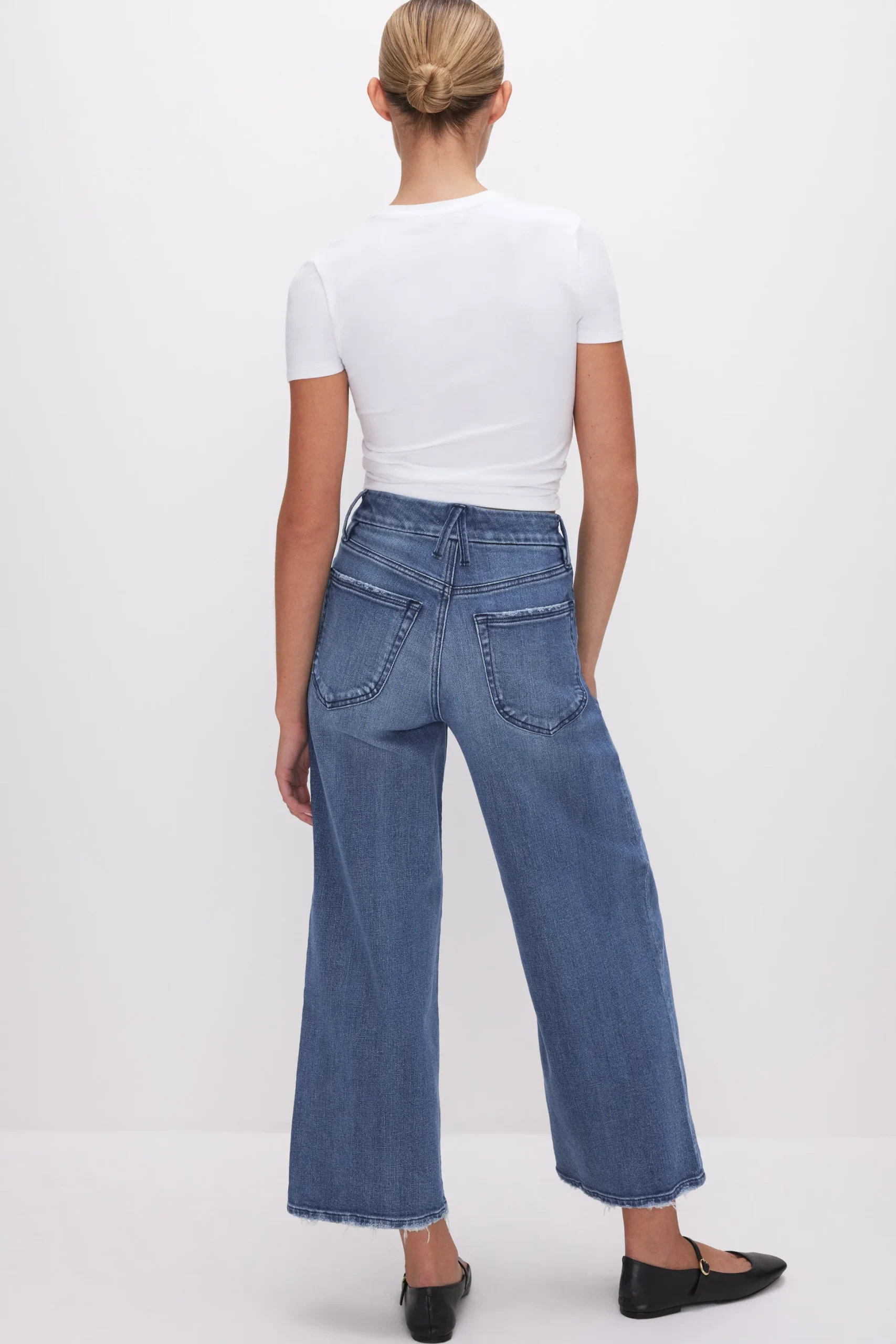 good waist cropped palazzo jeans