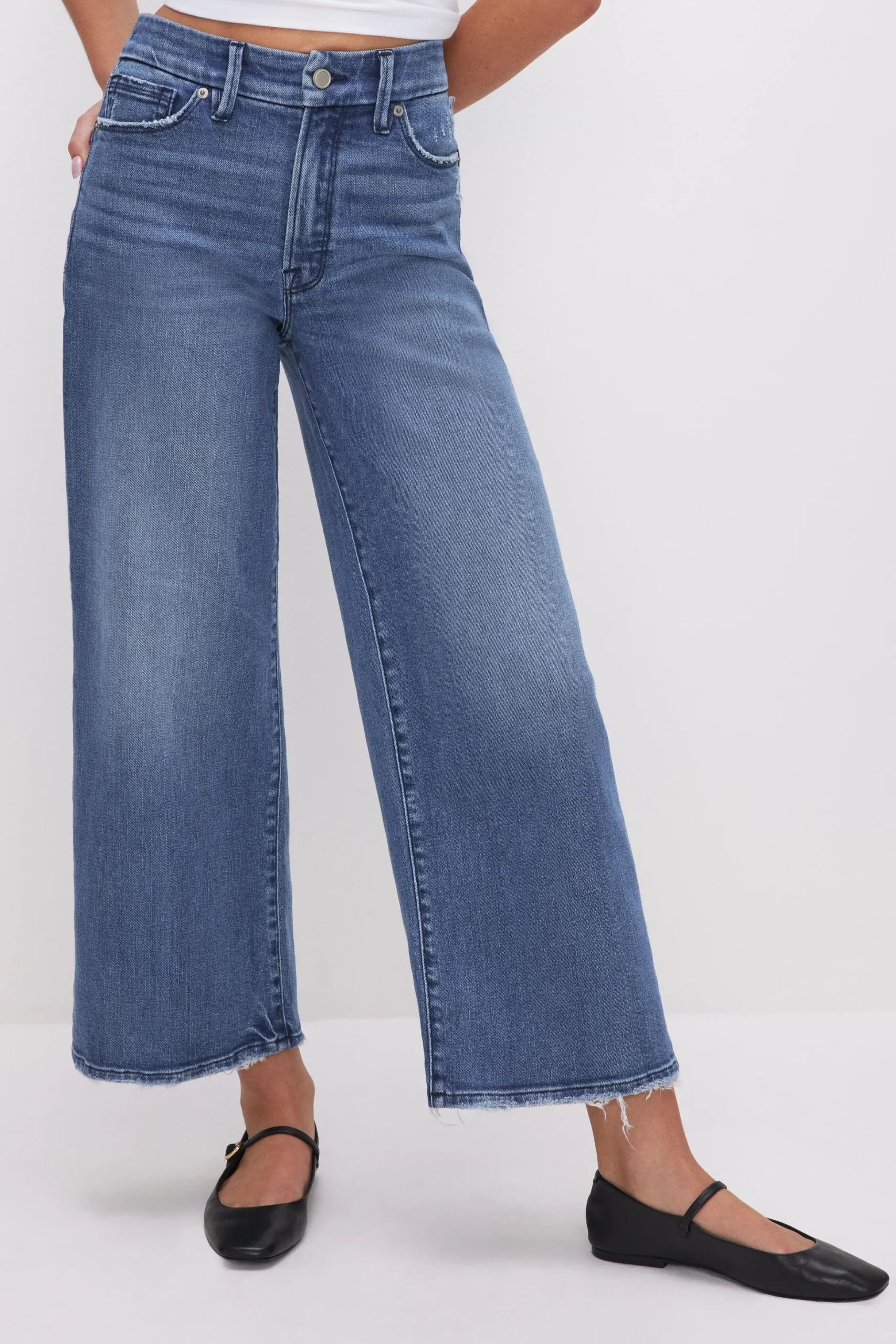 good waist cropped palazzo jeans