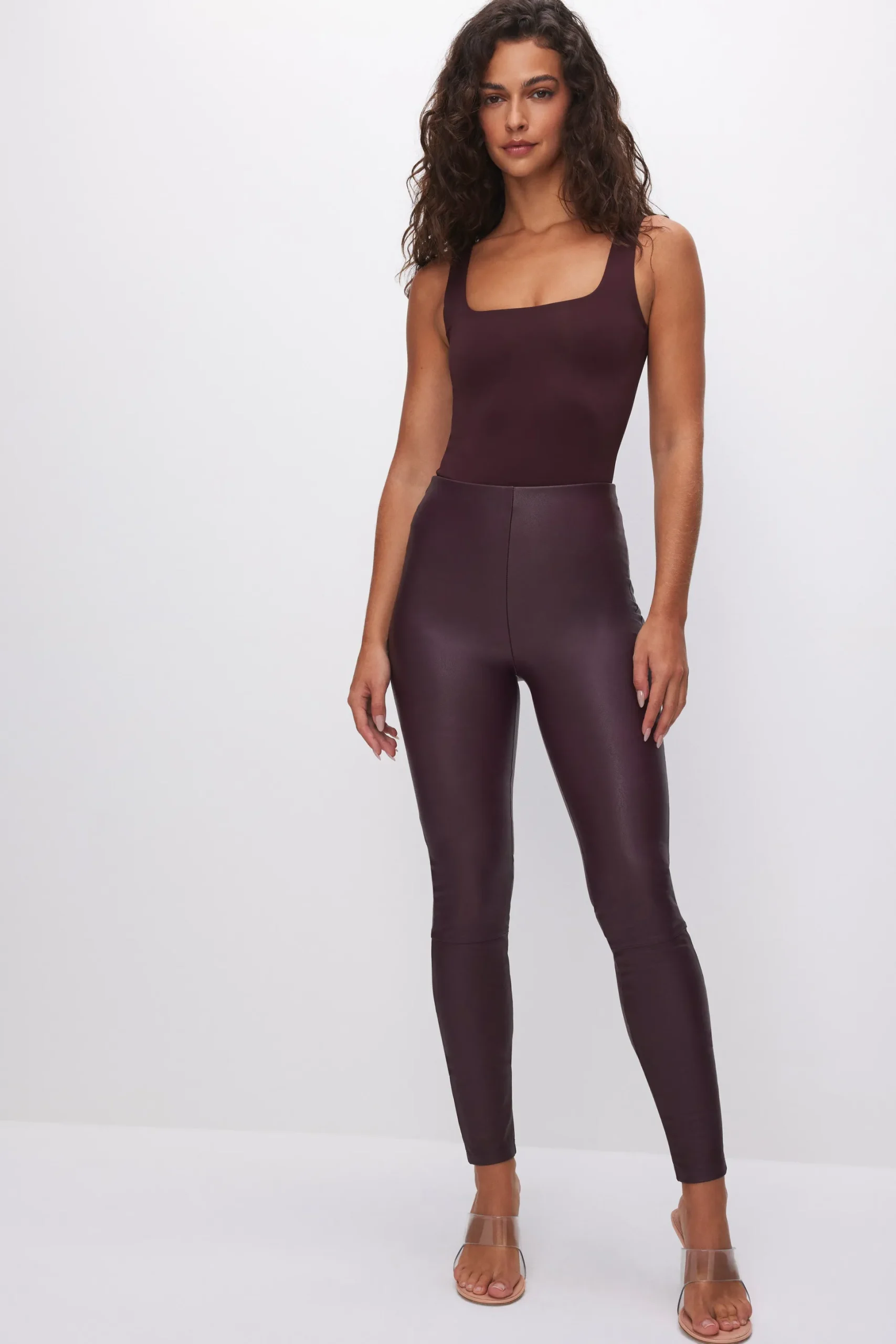 good waist faux leather leggings