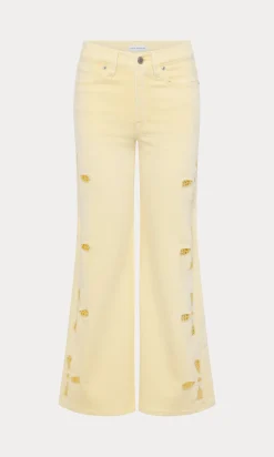 good waist palazzo ankle embroidered jeans