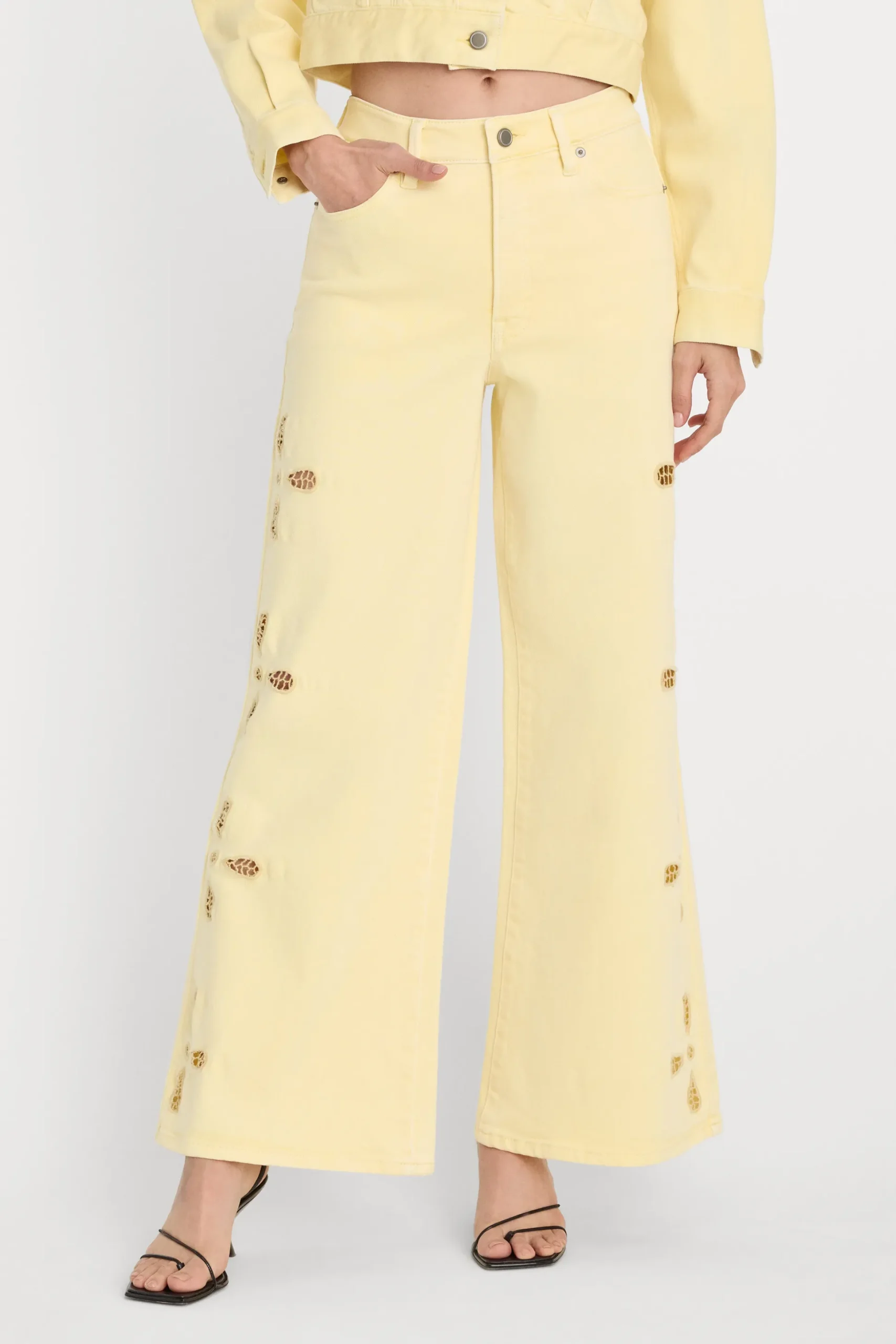 good waist palazzo ankle embroidered jeans