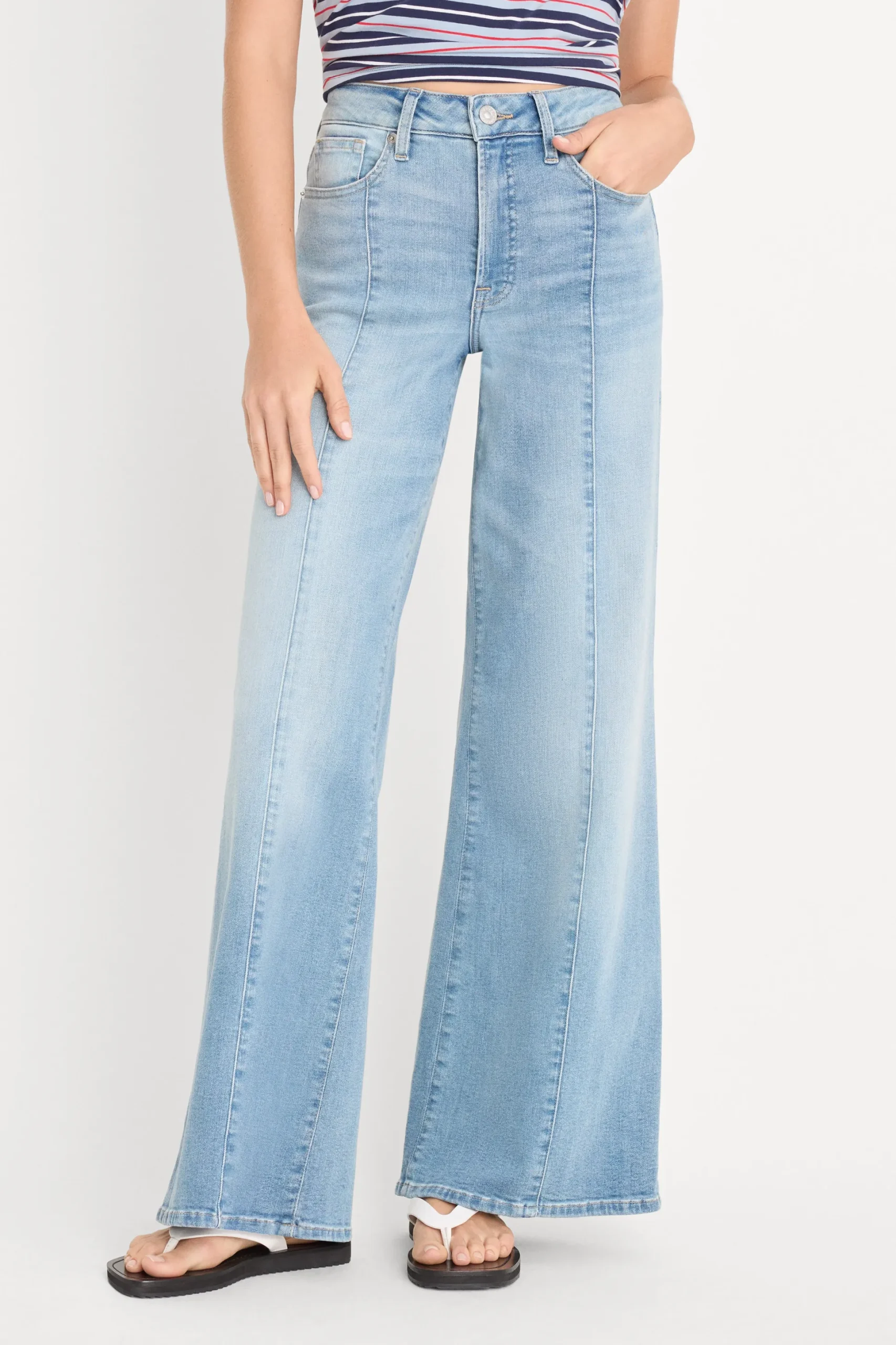 good waist palazzo ankle jeans