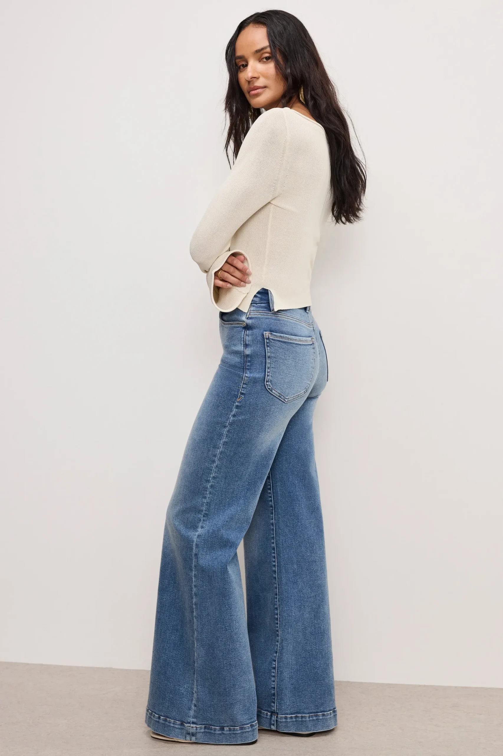 good waist palazzo compression jeans