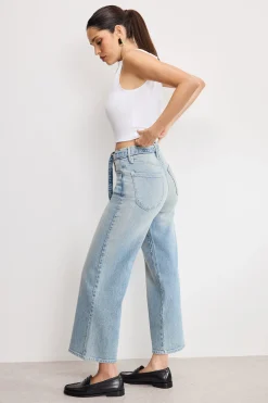 good waist palazzo cropped jeans
