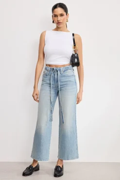 good waist palazzo cropped jeans