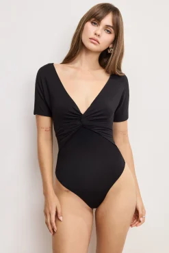 jersey twist front bodysuit