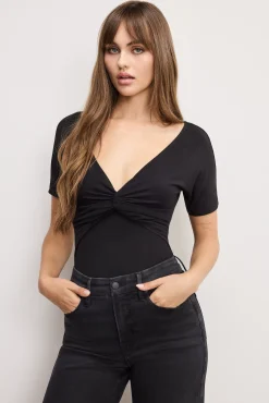 jersey twist front bodysuit