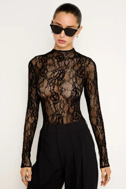 lace mock neck bodysuit