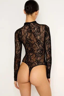 lace mock neck bodysuit