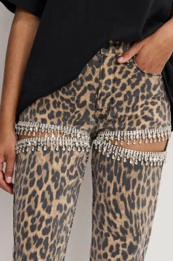 leopard good icon straight diamond jeans