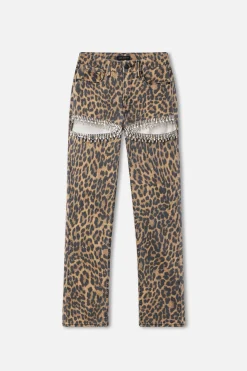 leopard good icon straight diamond jeans