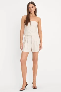 linen strapless top