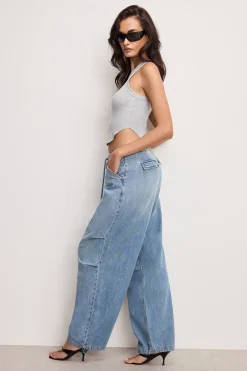 lite linen denim parachute pants