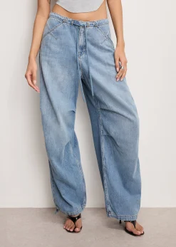 lite linen denim parachute pants