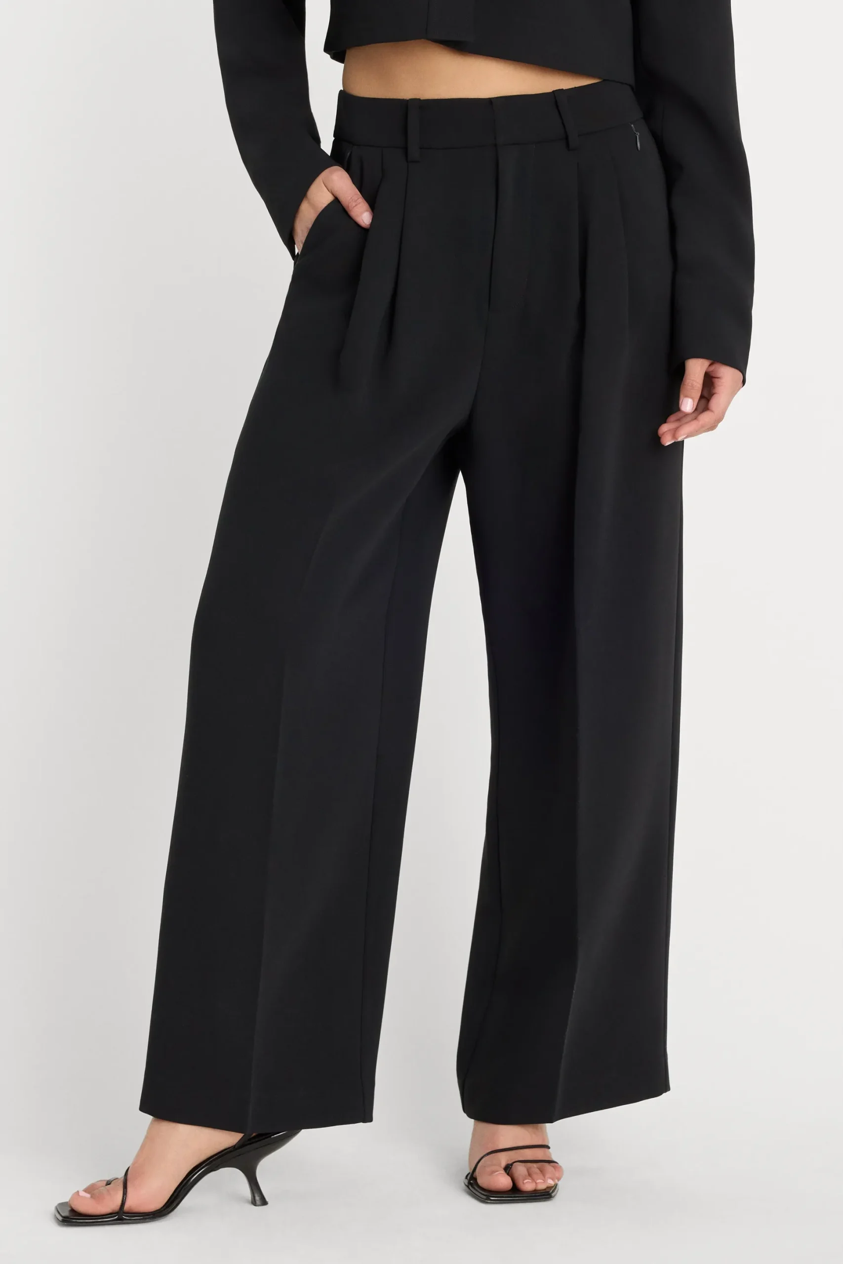luxe suiting high-rise cropped wide leg trouser