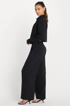 luxe suiting high-rise cropped wide leg trouser