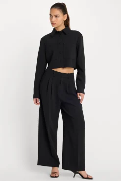 luxe suiting high-rise cropped wide leg trouser